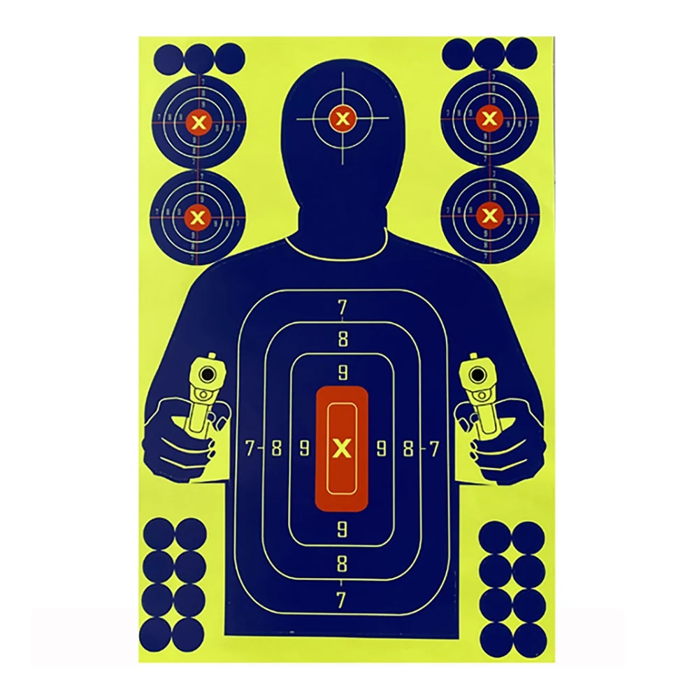 人体の形をしたターゲット、無効化スプラッターグロー、archeryトレーニング用の蛍光紙、12x18 "、10個