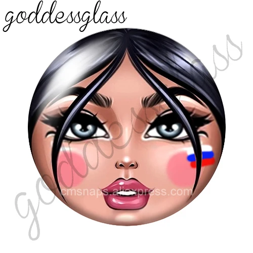 Matryoshka doll Girl Face Flag of Russia 12mm/18mm/20mm/25mm Round photo glass cabochon flat back findings snap buttons jewelry image 6
