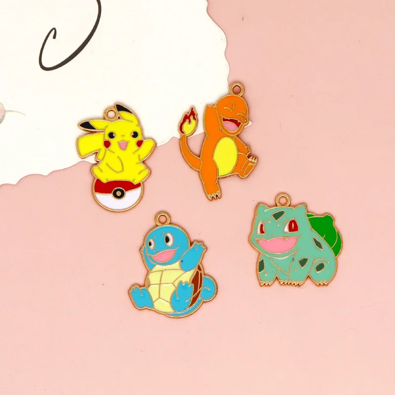 10 sztuk zestaw Pokemon Pikachu wisiorek z motywem kreskówkowym akcesoria naszyjnikowe postacie z anime stop wisząca ozdoba biżuteria dekoracyjna