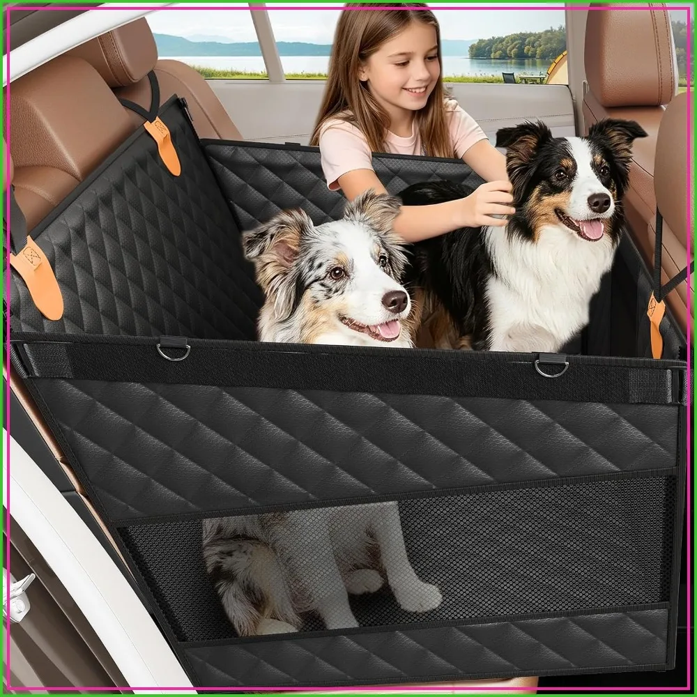 

Large Dog Car Seat Back Seat Extender with Mesh Windows, Waterproof Pet Seat Cover for Cars Trucks SUVs