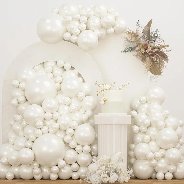 58/116 Stück perlweiß, Ballonbogen-Set, Hochzeit, Geburtstagsfeier, Jahrestag, Brautgeschenkparty, Weihnachten, Ruhestand, Vorschlag – Detail 5