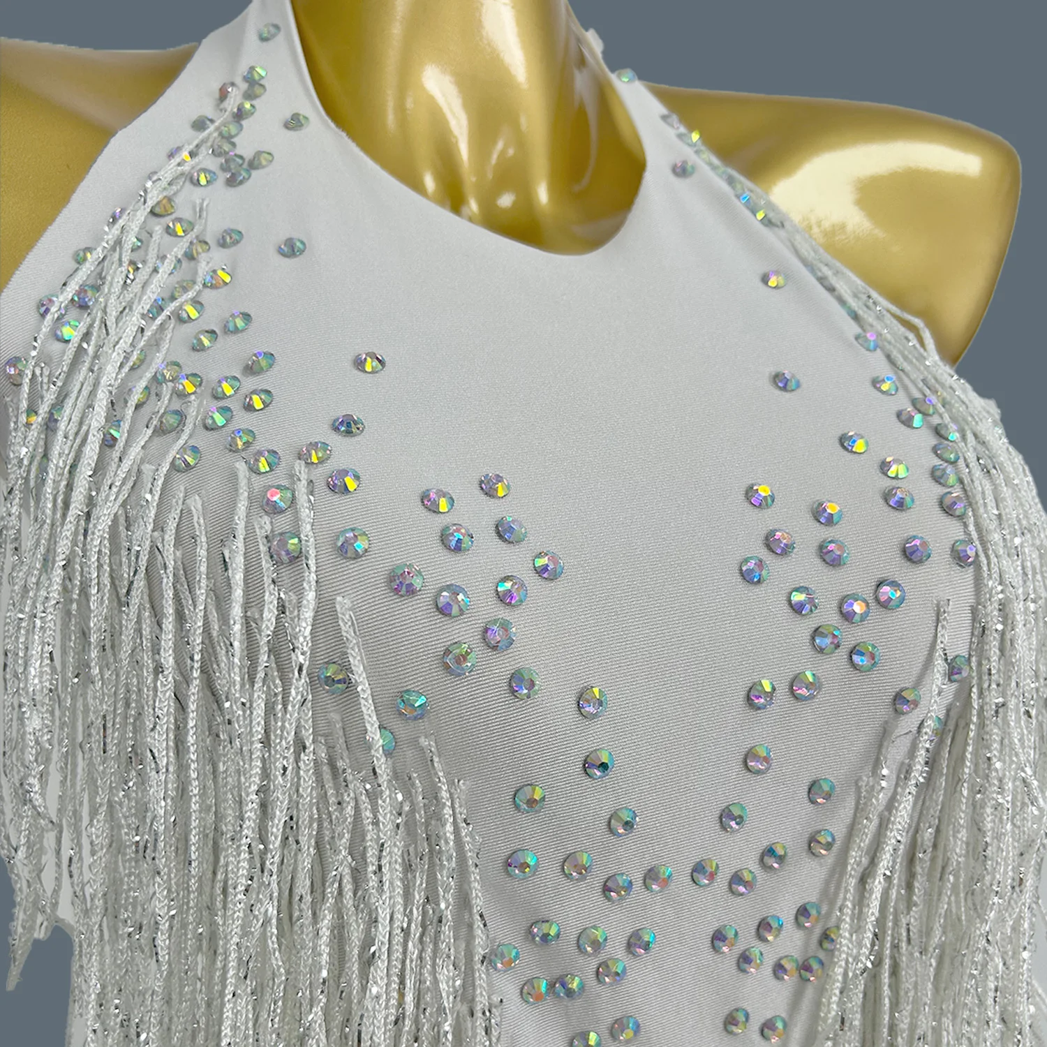 Sparkly Rhinestones Fringes Bodysuit for Women Gig Costume Nightclub Stage Performance Bodysuit Sexy Sleeveless Leotard Liusu