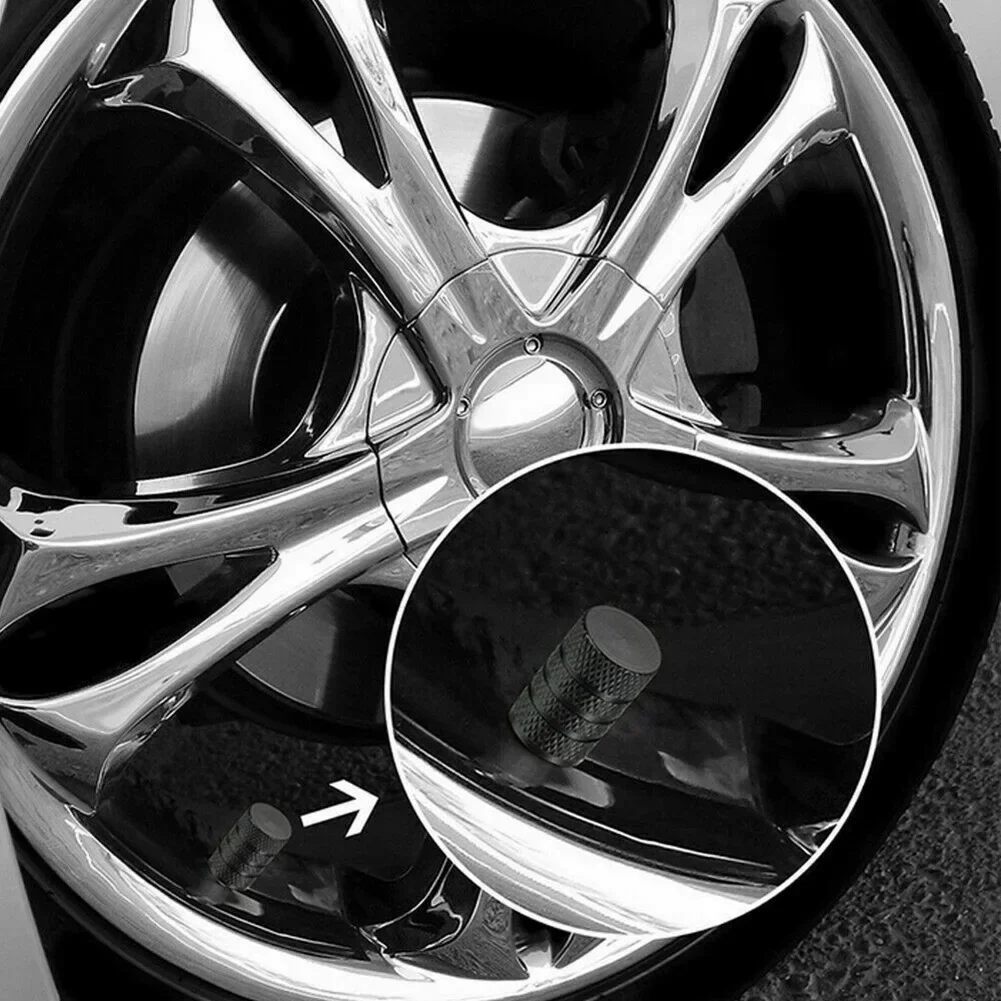 4Pcs steli della valvola del pneumatico della ruota dell'auto coperchio antipolvere dell'aria nero tappo a vite accessori per auto esterni 0.63*0.39 pollici/1.6*1cm alluminio
