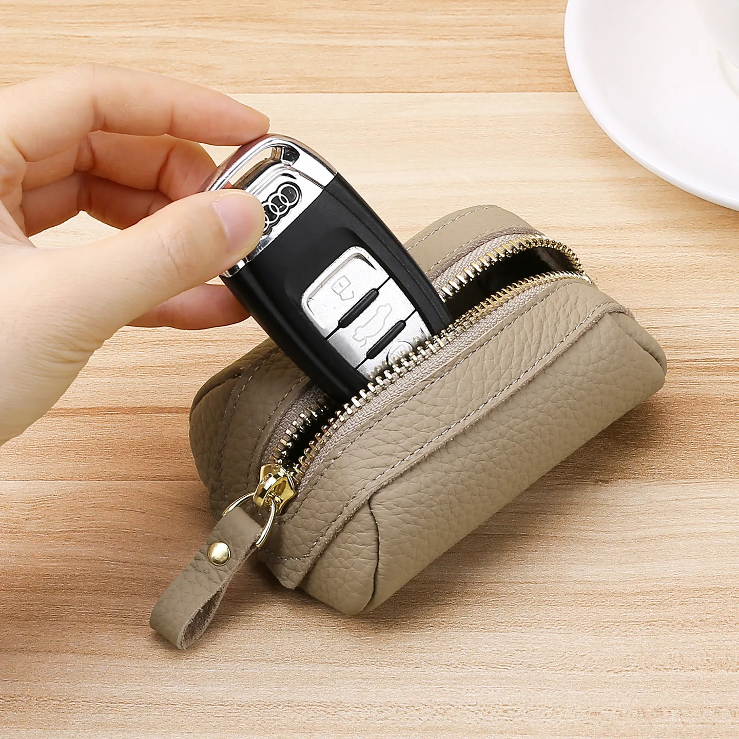 Cowhide Small Coin Purse Women's Mini Lightweight Zipper Car Key Storage Pouches Women's Soft Leather Coin Bag Genuine Leather