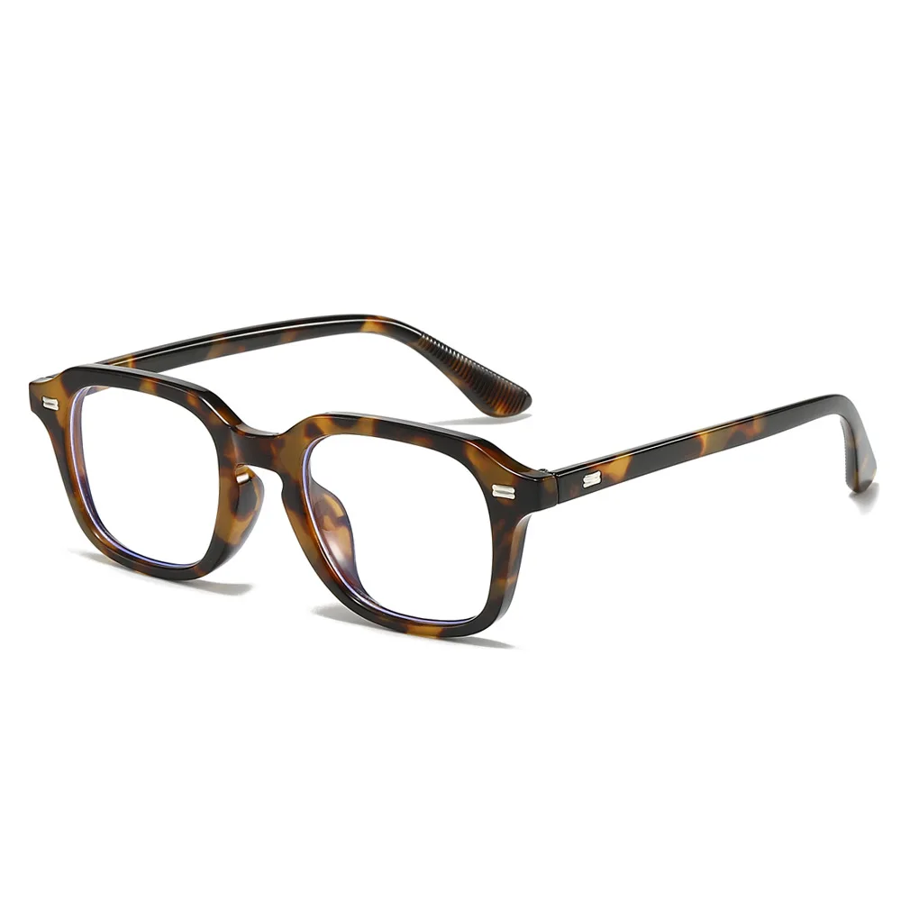 

Korean Style Fashionable Retro Rivet Square Frame Anti-Blue Light Glasses for Men and Women Decorative Glasses Frames