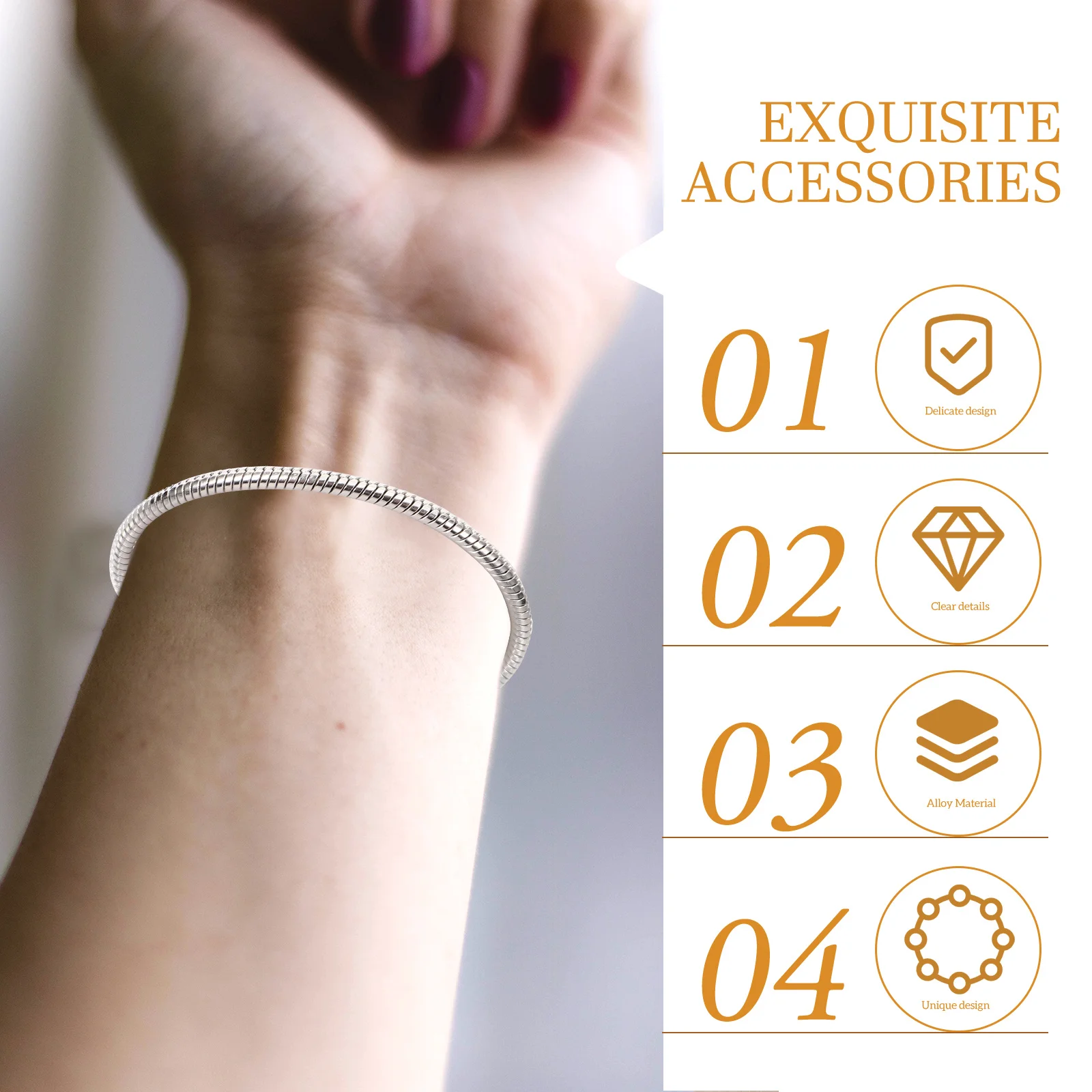 

5 Pcs Bracelet Snake Bone Chain Wrist Chains Silver for Women Charm Bracelets Miss