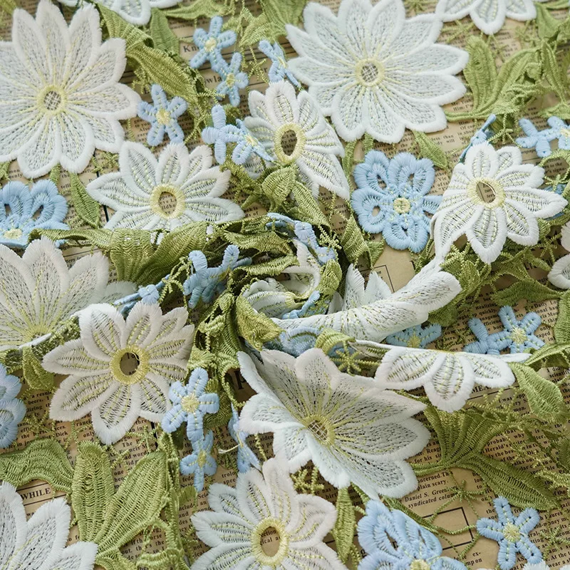 

Cutout Floral Embroidery Fabric Spring Summer Dress Material Cheongsam Evening Gown Heavy Lace Textile Bouquet Womens Apparel