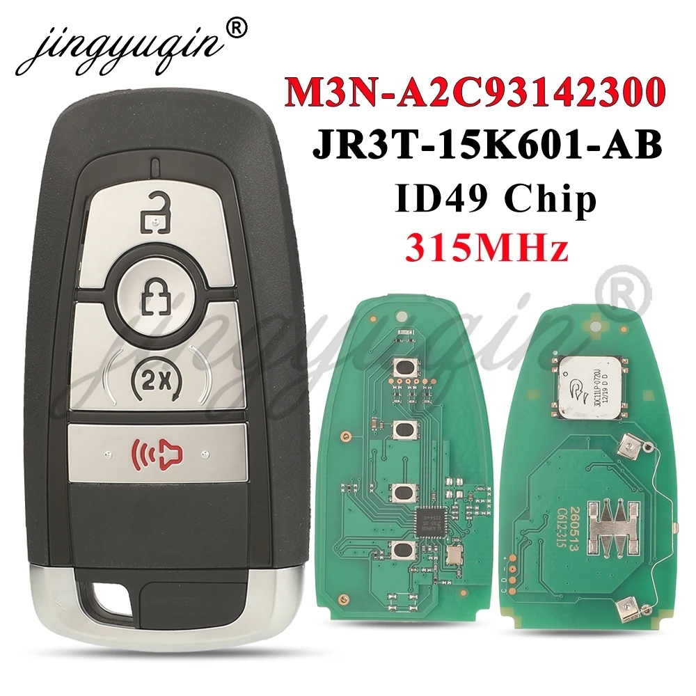 jingyuqin M3N-A2C93142300 ID49 315MHz Car Remote Key For Frod Raptor Explorer Mustang Eco Edg Fusion Shelby Cobra JR3T-15K601-AB