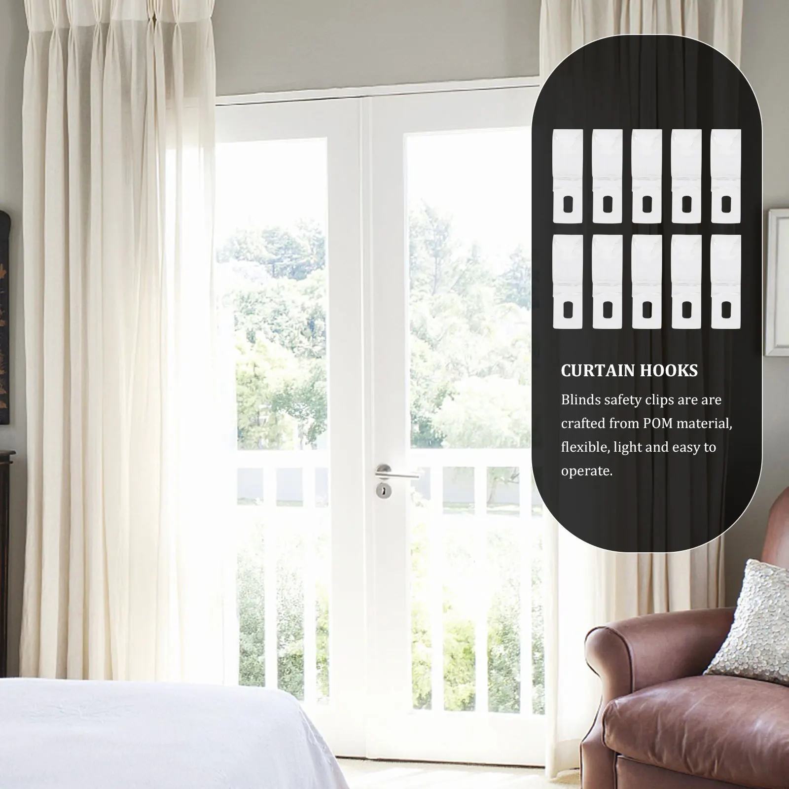 

10Pcs Blind Clips for Roller Shades Pom Material Safe Cord Fixation Hook Clips Window Shade Parts Curtain Hooks