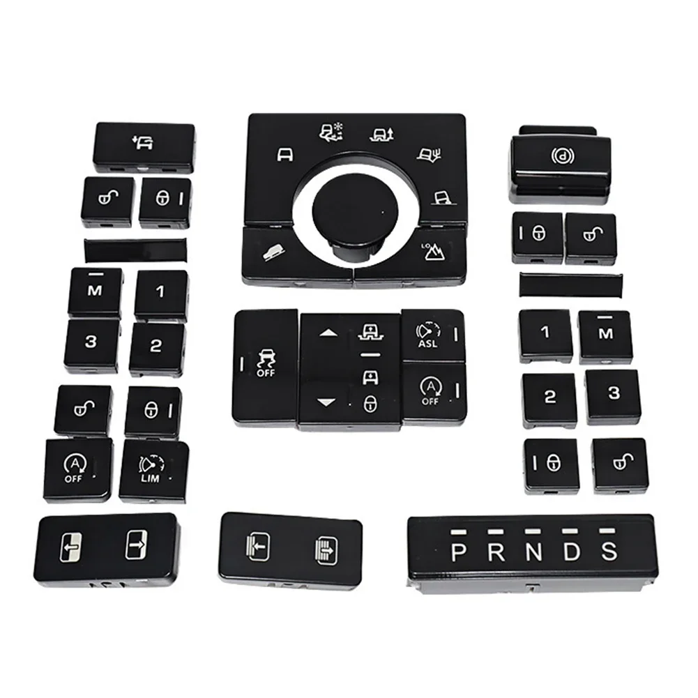 

1 Set Switch Button Cover Black Plastic Car Terrain Mode Switch Center Console Button Cover For Land Rover L405 2013-17 Access