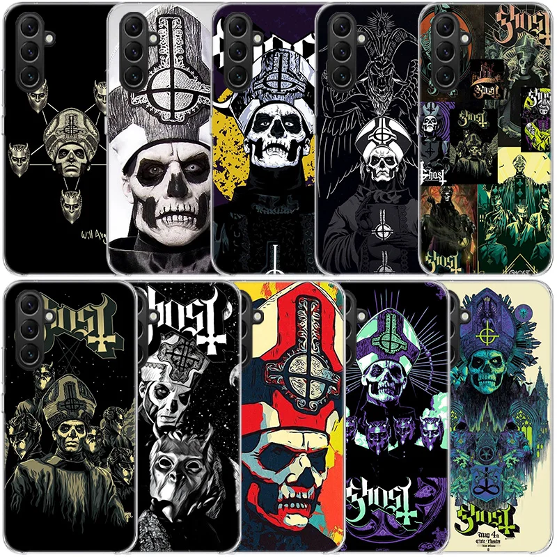 Ghost Papa Emeritus Clear Phone For Samsung Galaxy A55 A35 A25 A15 A05S A04S A14 A24 A34 A54 A03S A13 A23 A33 A53 A73 A9 A8 A7 A