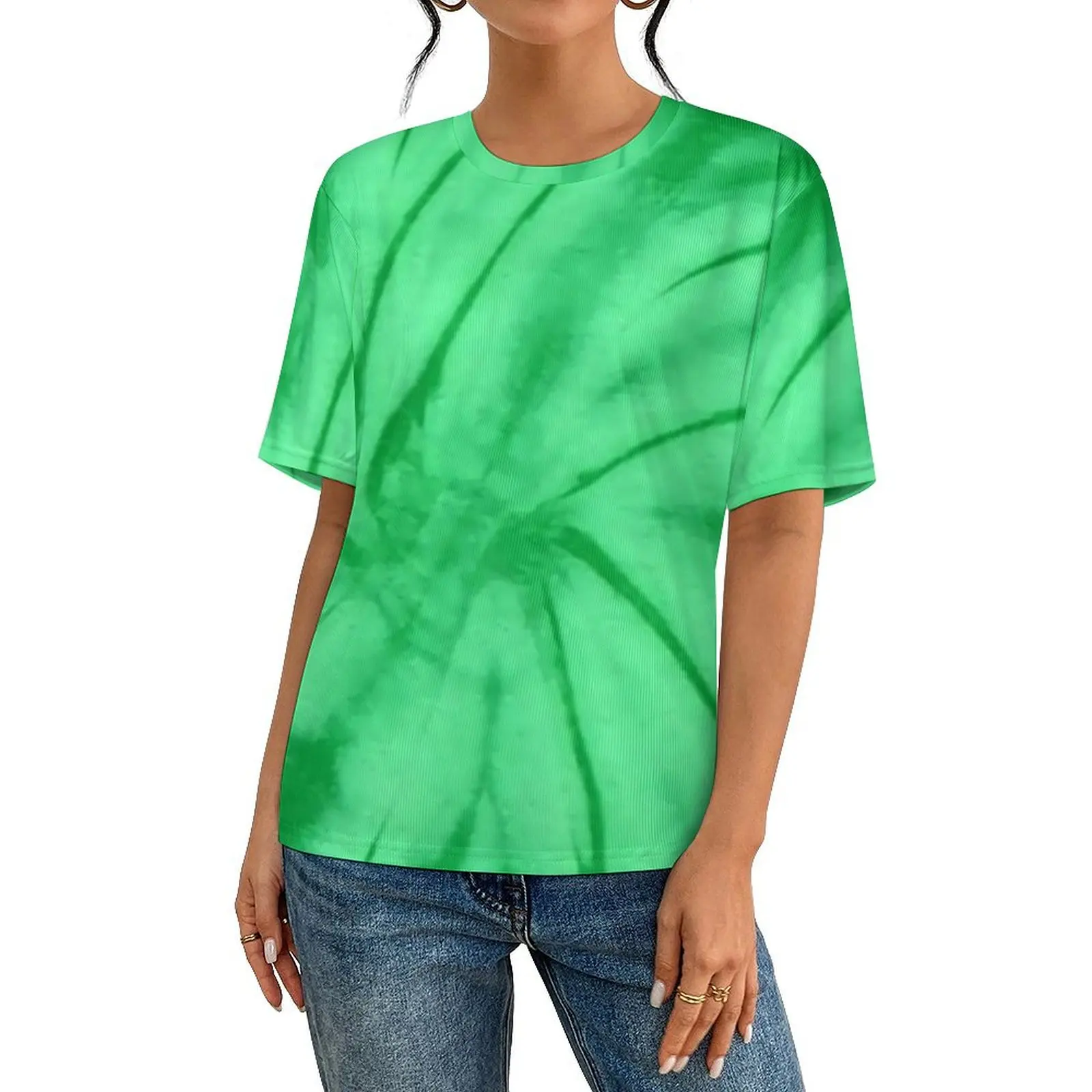 Summer T Shirt Green Tie Dye T Shirts Spiral Swirl Casual Hip Hop Tees For Man Short-Sleeved Pattern Oversized Tops