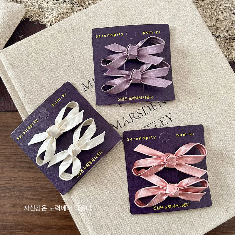 

2pcs/set New Sweet Bow Hair Clip for Girls Cute Side Bangs ClipsToddler Fringe Press Claw Kids Non-Slip Headwear Accessories