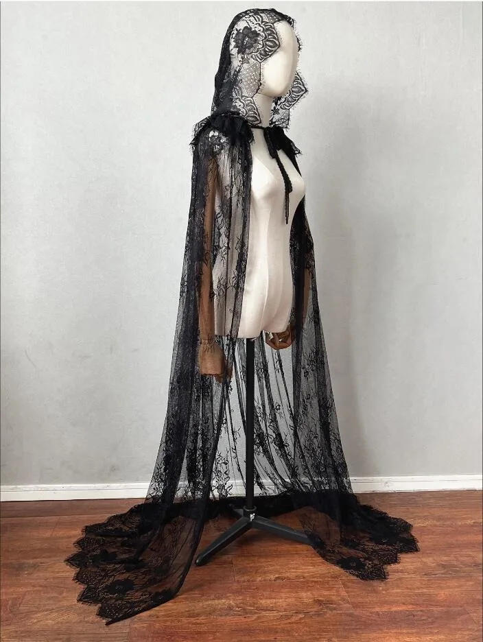 

Готический кружевной плащ с капюшоном на Хэллоуин, ролевой маскарадный сценический костюм, женская традиционная китайская одежда