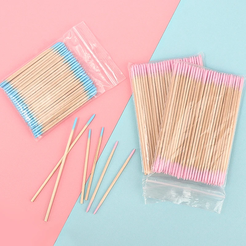 100 個まつげエクステンションクリーンメイクブラシ綿棒ラッシュリフト接着剤リムーバーアプリケーター美容 Microblading クリーニングマイクロブラシ