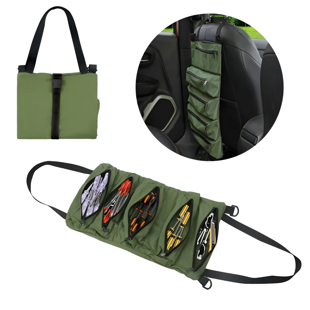 Portable Tool Roll Bag Pouch Wrench Screwdriver Pliers Roll Bag Case Canvas Roll Tool Bag Organizer Tools Storage Bags