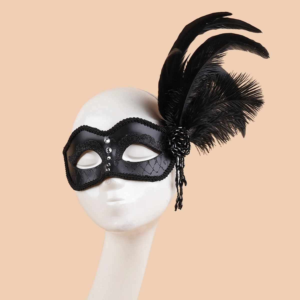 Masque d'Halloween, plumes de Cocktail, fête à thème, mascarade, ornements de cheveux en diamant, pompon, Costume de Cosplay pour femmes, vêtements pour dames