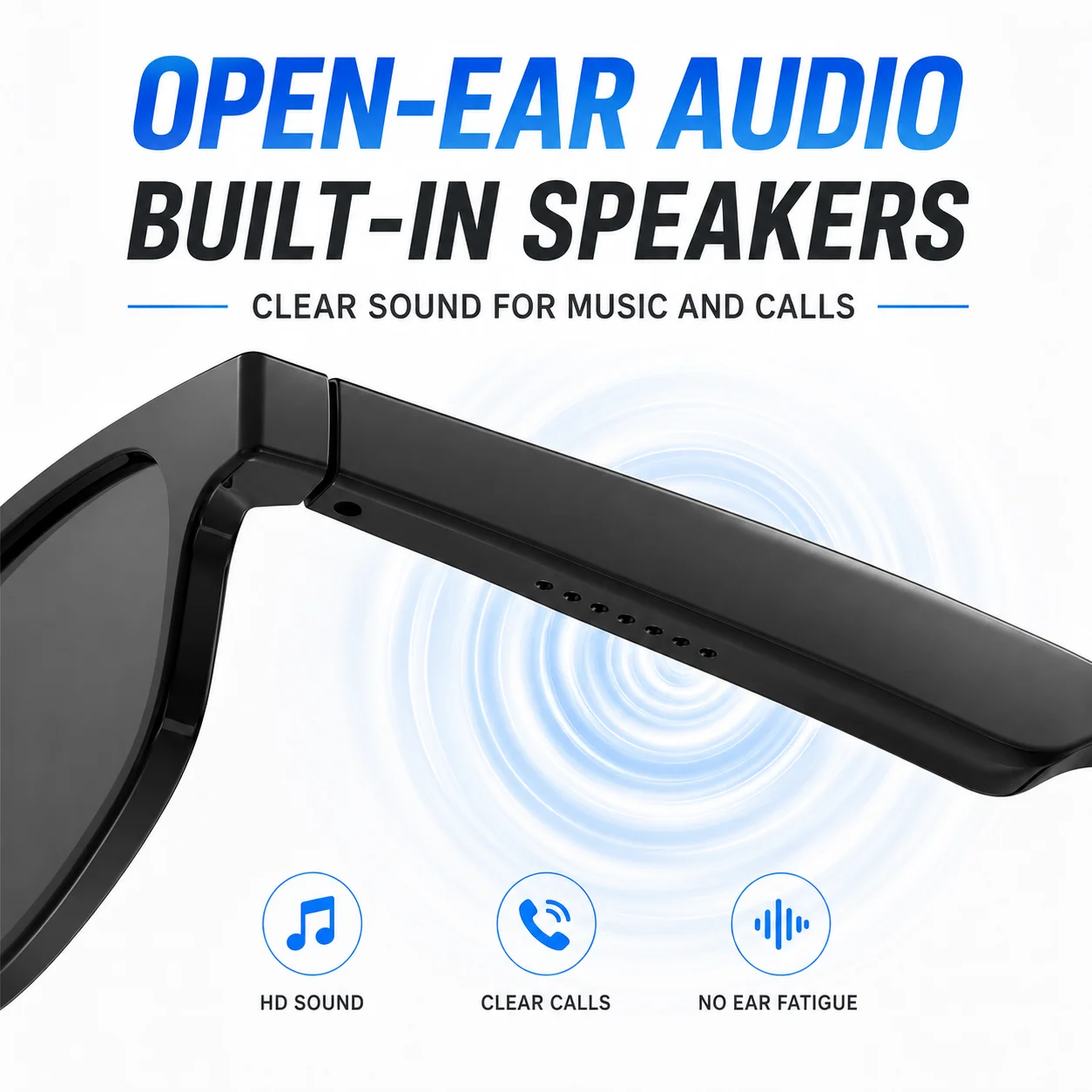 スマートBluetoothオーディオグラス、交換可能なブルー - Smart Audio Glasses Touch Control のレビューと価格