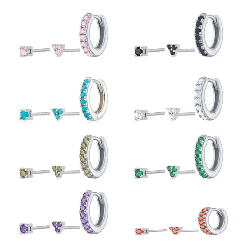 أقراط الماس ترينيتي، أقراط مرصعة، طراز INS، موضة، متعددة الاستخدامات، أقراط عصرية، أقراط، أقراط، نسائية