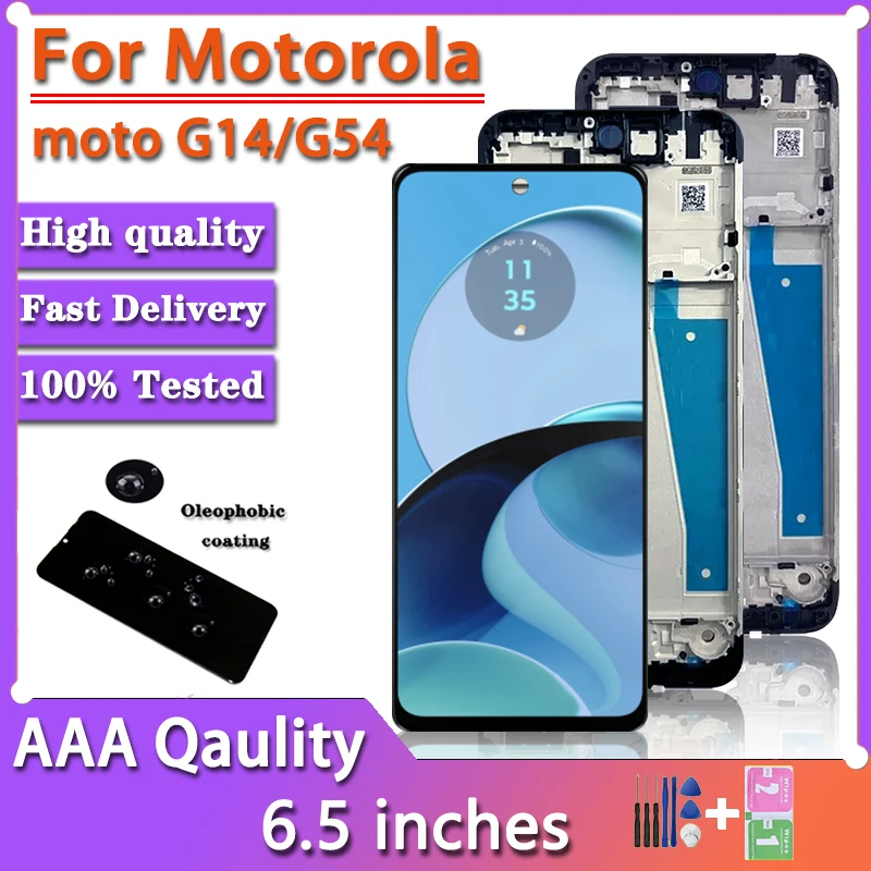 6.5\'\' AAA Quality 120Hz For Motorola Moto G14 PAYF0010IN LCD Display Touch Screen Digitizer For Moto G54 XT-2343-1 LCD Frame