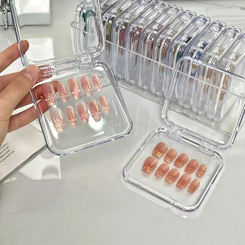 Pudełka akrylowe do przechowywania paznokci doczepianych, 5/10 sztuk, przezroczyste pudełka na sztuczne paznokcie, akcesoria do manicure i makijażu, narzędzie do przechowywania biżuterii.