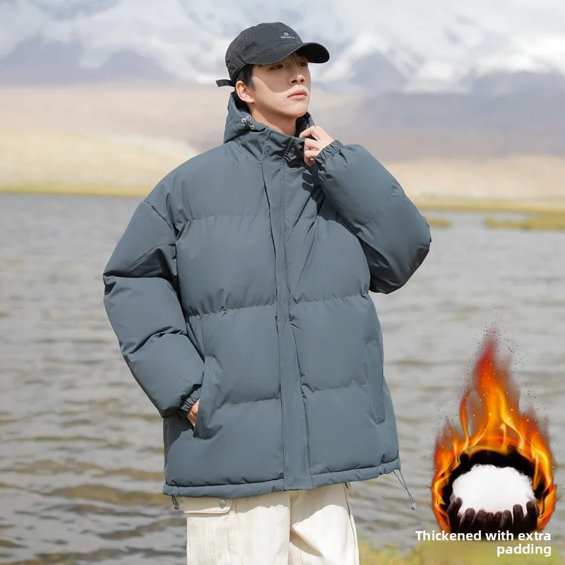 

Зимняя утепленная мужская хлопковая куртка с капюшоном: теплая, модная, универсальная, премиум-класса, молодежный популярный стиль
