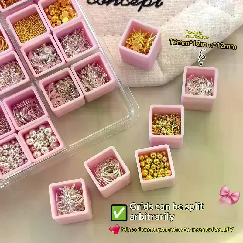 48 Grids Transparent Plastic Nail Accessories Storage Box Compartment Organize Jewelry Earring Bead Container