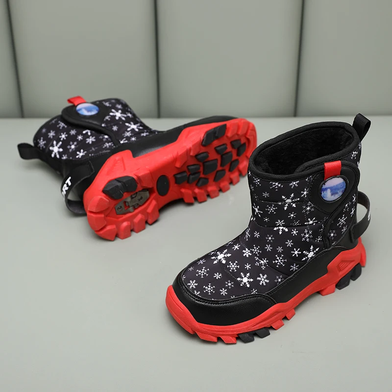 أحذية رياضية شتوية دافئة ومريحة وناعمة للأطفال أحذية ركض مقاومة للثلوج أحذية جلدية كاجوال مقاومة للماء