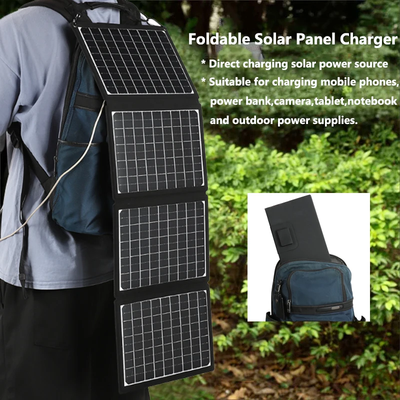 Outdoor Portable USB Foldable Solar Panel Folding Solar Cells Power Bank For Camping Mobile Phone Charging Tablets Cameras Fan