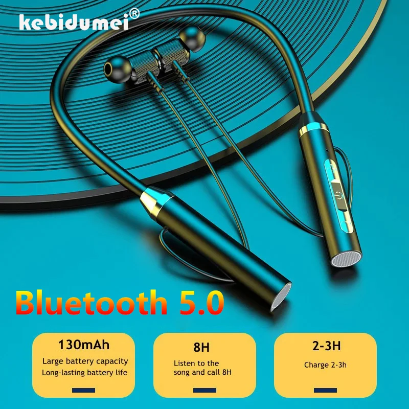 Bluetooth5.0 Wireless Earphones agnetic Sport Headset Halter Waterproof TWS Neckband Headphone 9D HiFi Stereo Earbuds For Xiaomi