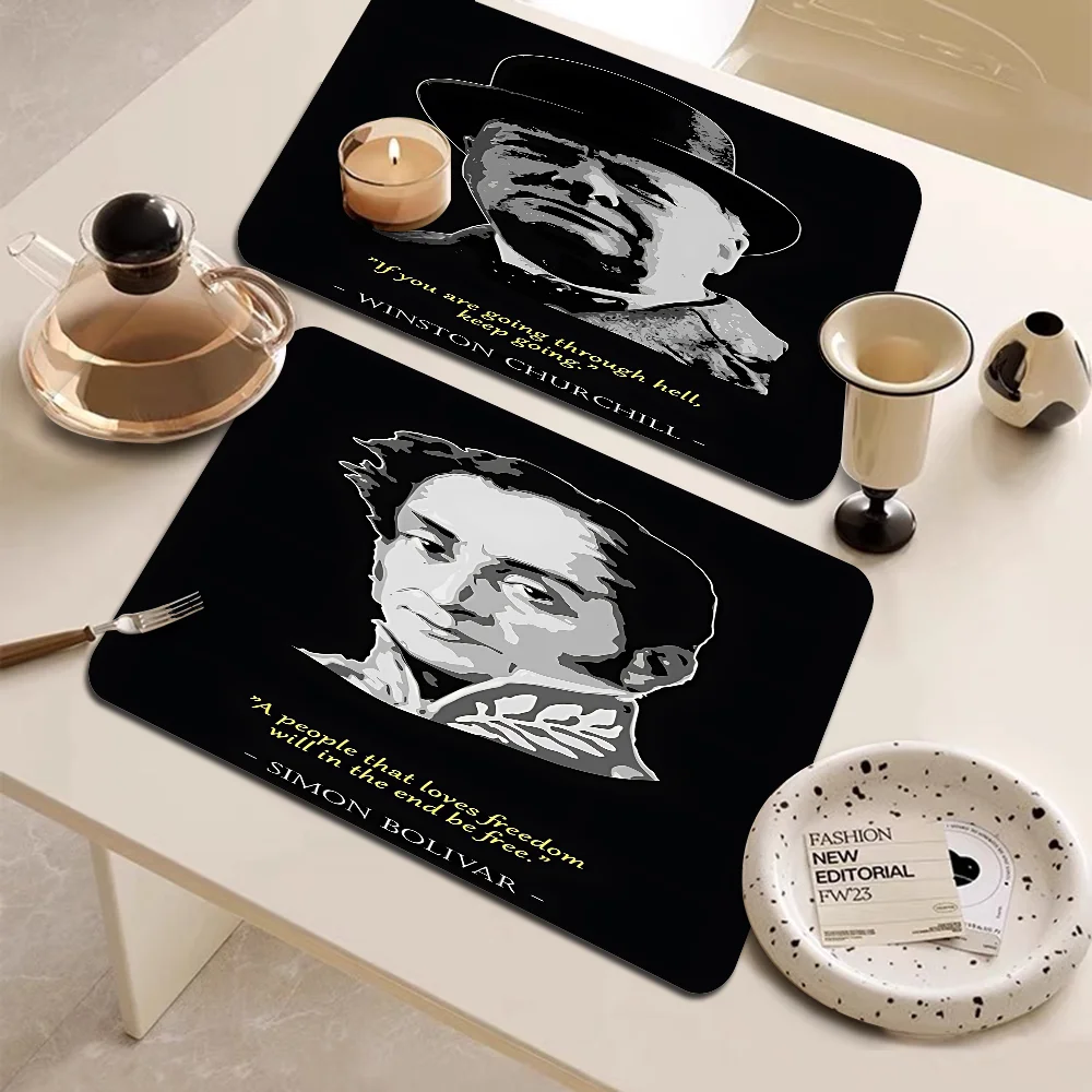 Famous People Quotes Canvas Paintings Churchill Thatcher Marx Kitchen Draining Mat Non-slip Drain Dish Mats Coffee Pad Heat