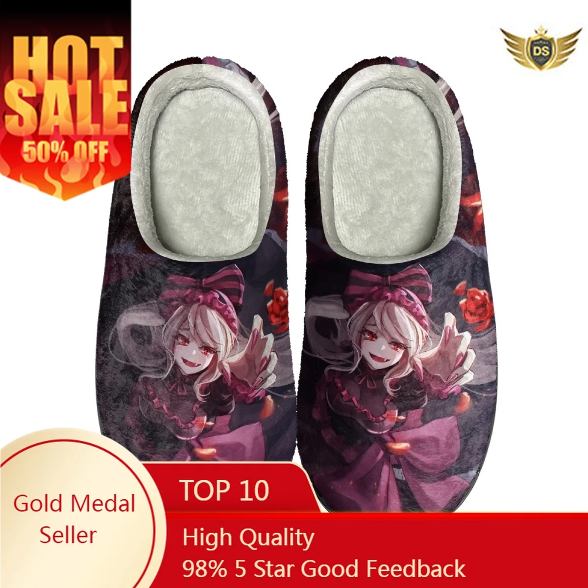 

Anime Overlord Printed Women's Cotton Slippers Cartoon Non-slip Ladies Home Shoes Dropshipping Cozy Casual Female Flats Footwear