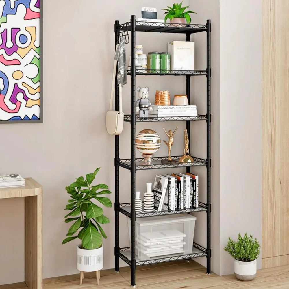 

6 Tier Shelf Metal Shelves Storage Rack Shelving Unit Organizer for Kitchen Laundry Garage Bathroom Pantry Closet Office