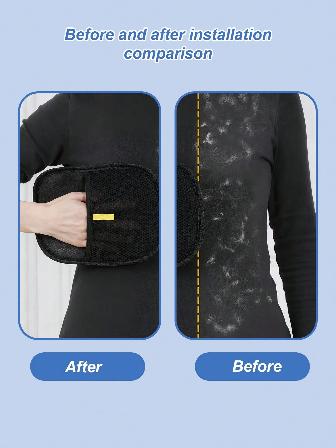 فرشاة تنظيف الشعر الداخلية للسيارة - قفاز مزيل شعر الحيوانات الأليفة الكهروستاتيكي مزدوج الجوانب، فرشاة لينت لاصقة قابلة لإعادة الاستخدام لمقاعد السيارة والأريكة، #4