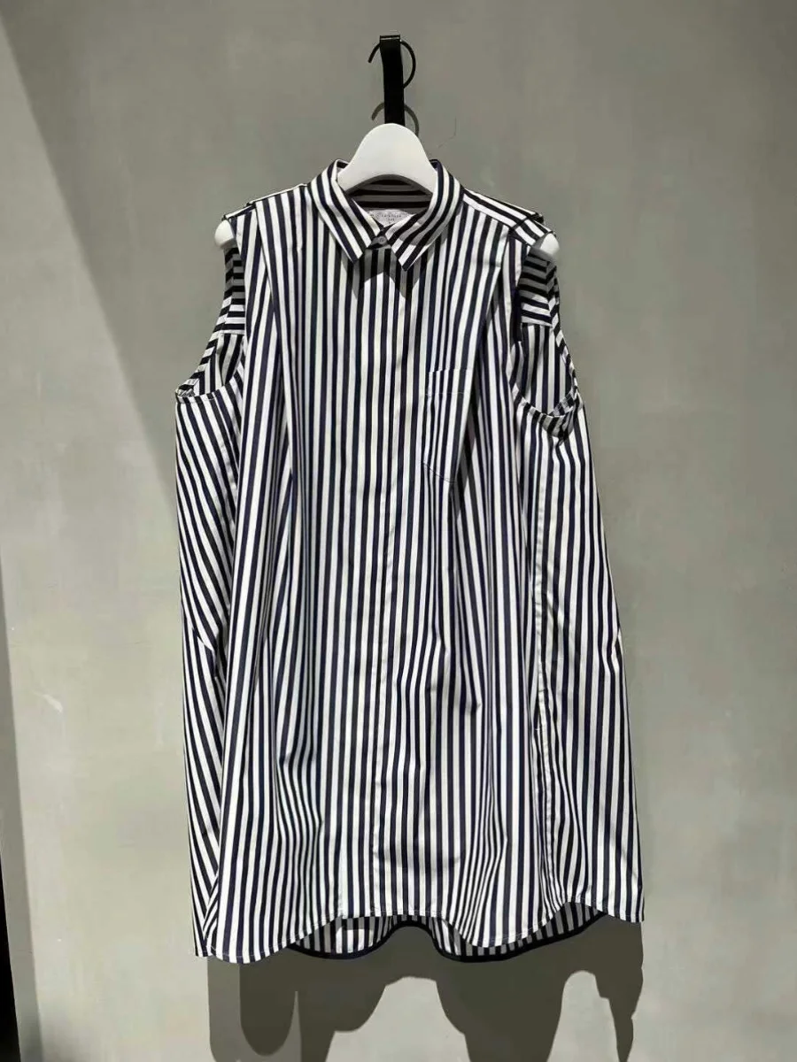 

Women's Loose Fit Svel Collared irts Pred Folding Spring Summer New Sle by FOG SACAI Faion High-waist Dr