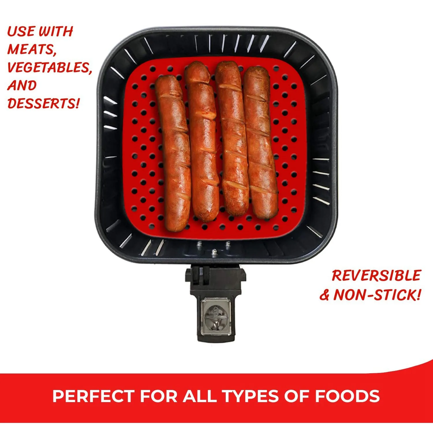 A09G-2 pacotes de forros reutilizáveis para fritadeira a ar, tapetes quadrados e antiaderentes para cesta de fritadeira a ar de silicone, acessórios para fritadeira a ar-7,5 polegadas