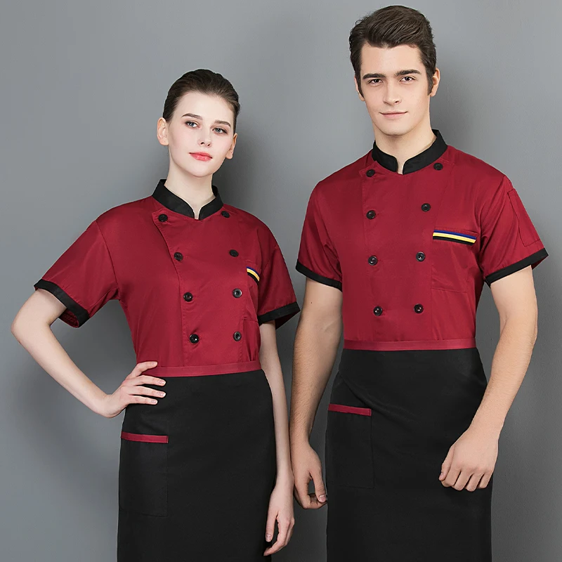 Suitable for Men and Women Cook Jackets  Restaurant Overalls Kitchen Canteen Chef Uniform Waiter Work Clothes Food Service