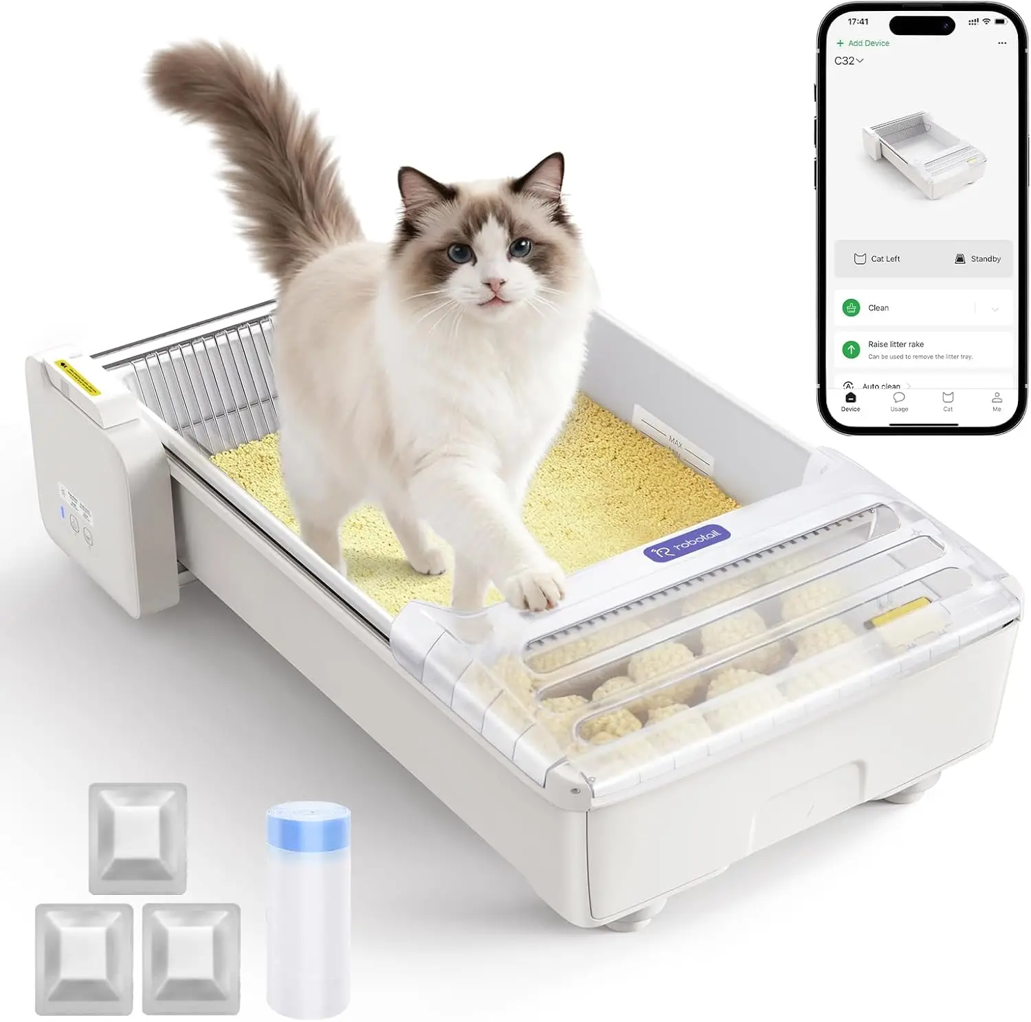 

Automatic Self Cleaning Cat Litter Box Roomy Space Large Cats Waste Bin XXL Electric Multi Cats