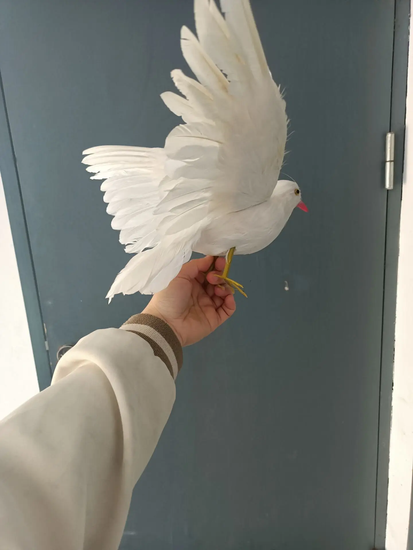 cute pink mouth simulation white foam and feather wings dove model gift about 30x50cm a0021