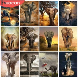 HUACAN Diamond Painting Animal Pictures Of Rhinestones 5D DIY Full Square/Round Diamond Embroidery Elephant Decor For Home