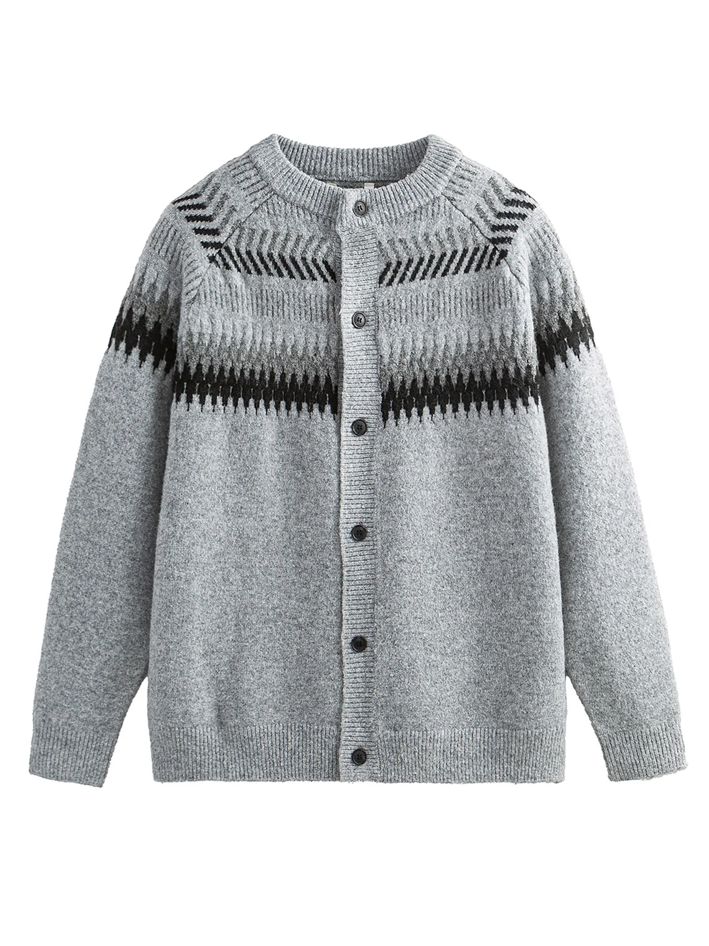 

American Retro Fair Isle Knitted Sweater Men's Autumn Winter Lazy Sle Loose Coupling Open Cardigan Warm Long Sve round Ne