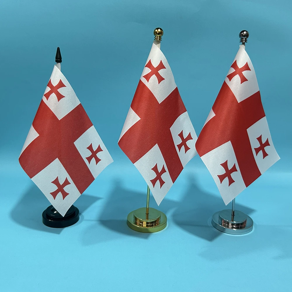 BANDERA DE SKY, bandera de escritorio de oficina, bandera de Georgia, 14x21cm, poliéster, bandera nacional de Georgia, adornos de escritorio, banderas para decoración de mesa