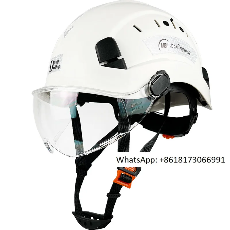 ABS reflective safety helmet with goggles, anti impact and sun protection, national standard printing for construction projects