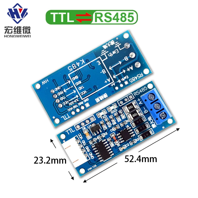 TTL to RS485 module RS485 interconvert TTL 3.3V 5V signals microcontroller serial interface Hardware automatic flow control