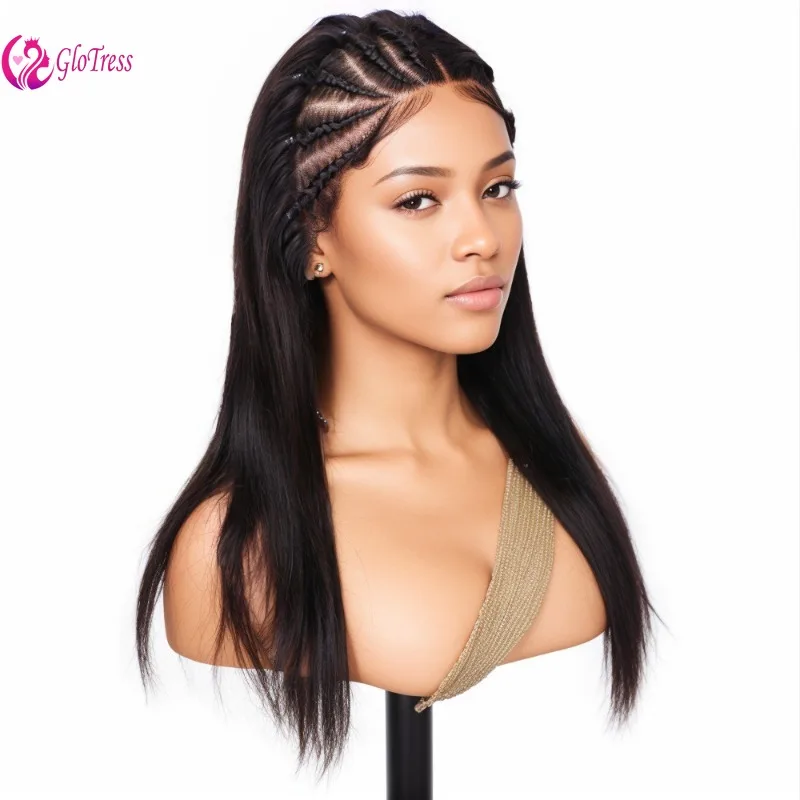 

Premium Straight Human Hair 13x4 Lace Front Braided Wigs for Women 15A 220% Density 16-30inches Ear To Ear Lace Wig