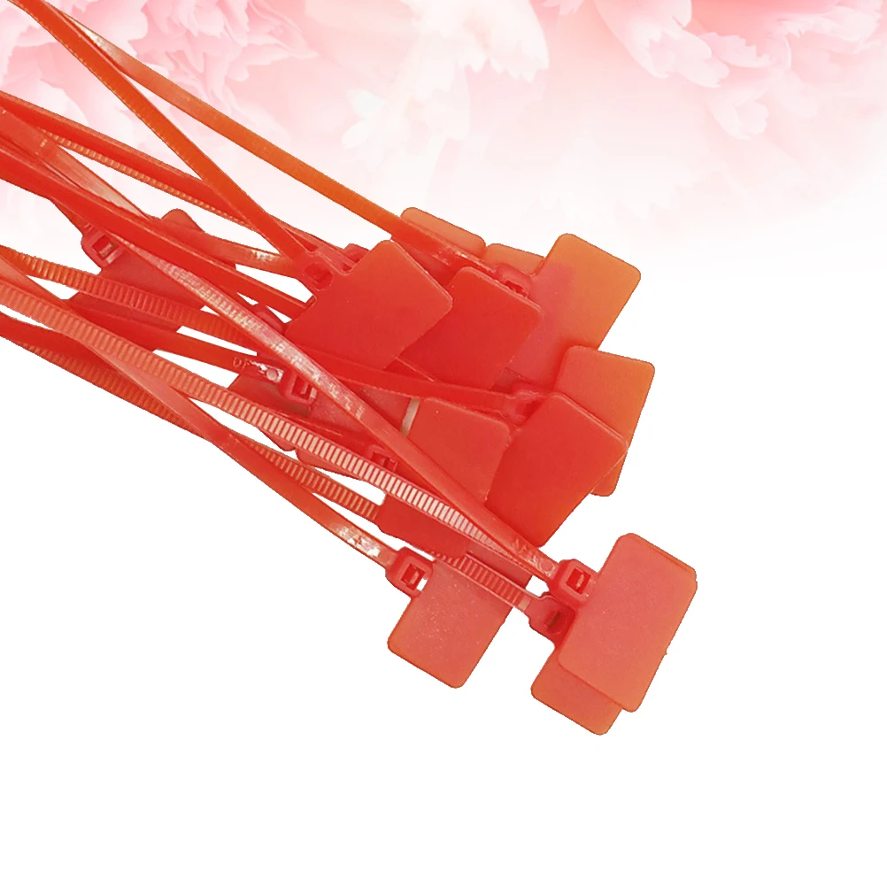 

250Pcs 4x150mm Heavy Duty Electric Cable Ties with Label for Network Cables Power Lines Red Zip Ties with Labels