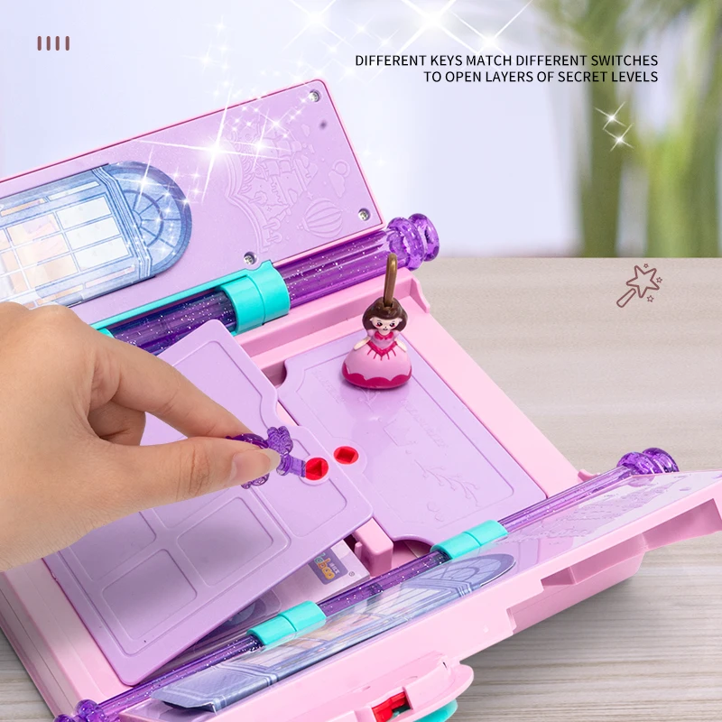 Livre de journal magique avec clés de verrouillage, taille-crayon, gomme autocollante, déverrouillage, fournitures éducatives, jouets faits à la main, cadeau pour enfants