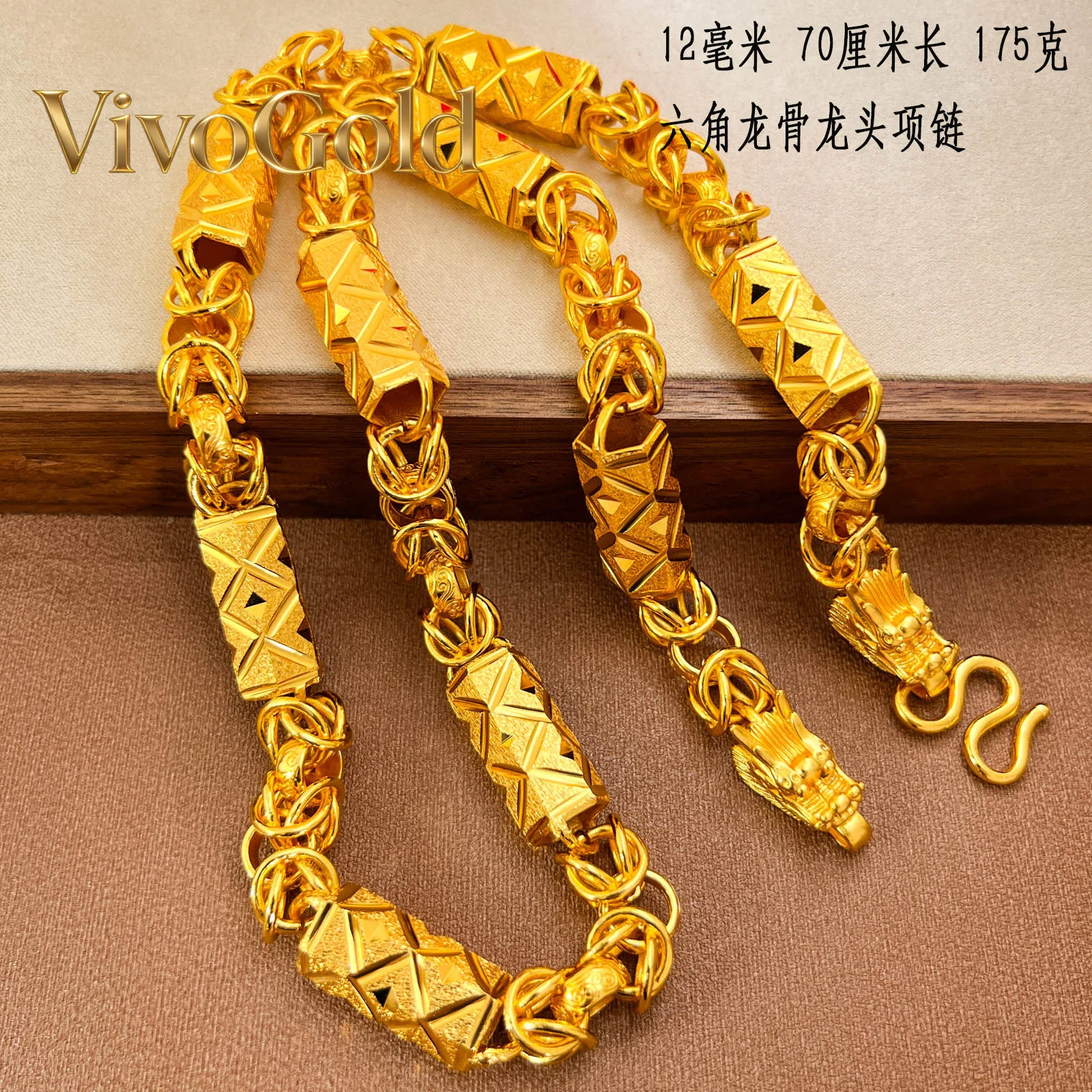 

Мужское цилиндрическое колье VivoGold с цветочным узором 9999 пробы, большие и маленькие размеры, новый стиль, из настоящего золота 24K, эффектное, с массивной золотой цепью, украшение.