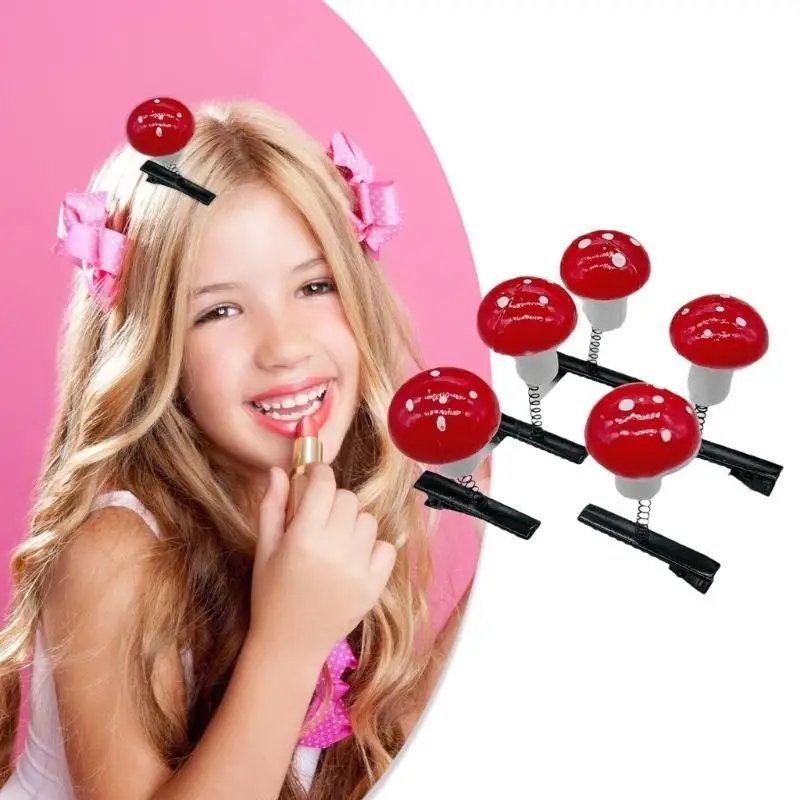 39BB 5pcs Light weight Mushroom Hair Clip Stage Performances Hairclip Portable for School Travel and Special Occasion