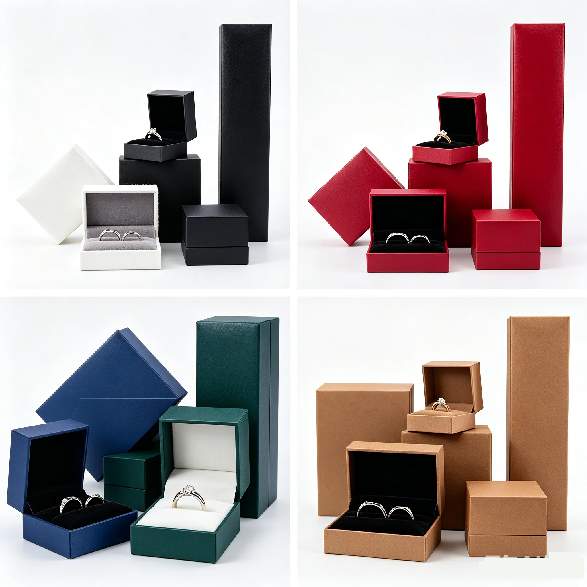 Leather Paper Ring Pendant Necklace Bracelet Box, High-End Leather-Covered Jewelry Storage & Packaging Case